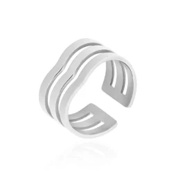 Histoire d'Or Bague Ajustable Abid Acier Blanc
