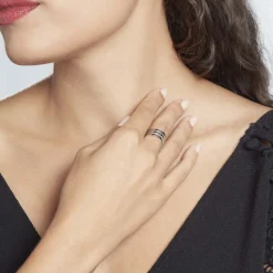 Histoire d'Or Bague Ajustable Abid Acier Blanc