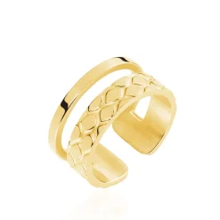 Histoire d'Or Bague Ajustable Abram Acier Doré Edelstahl Gelbgold New