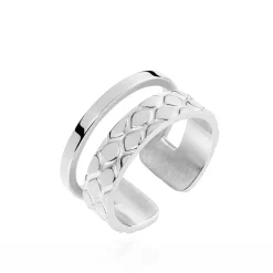 Histoire d'Or Bague Ajustable Abram acier blanc Discount