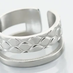 Histoire d'Or Bague Ajustable Abram acier blanc Discount