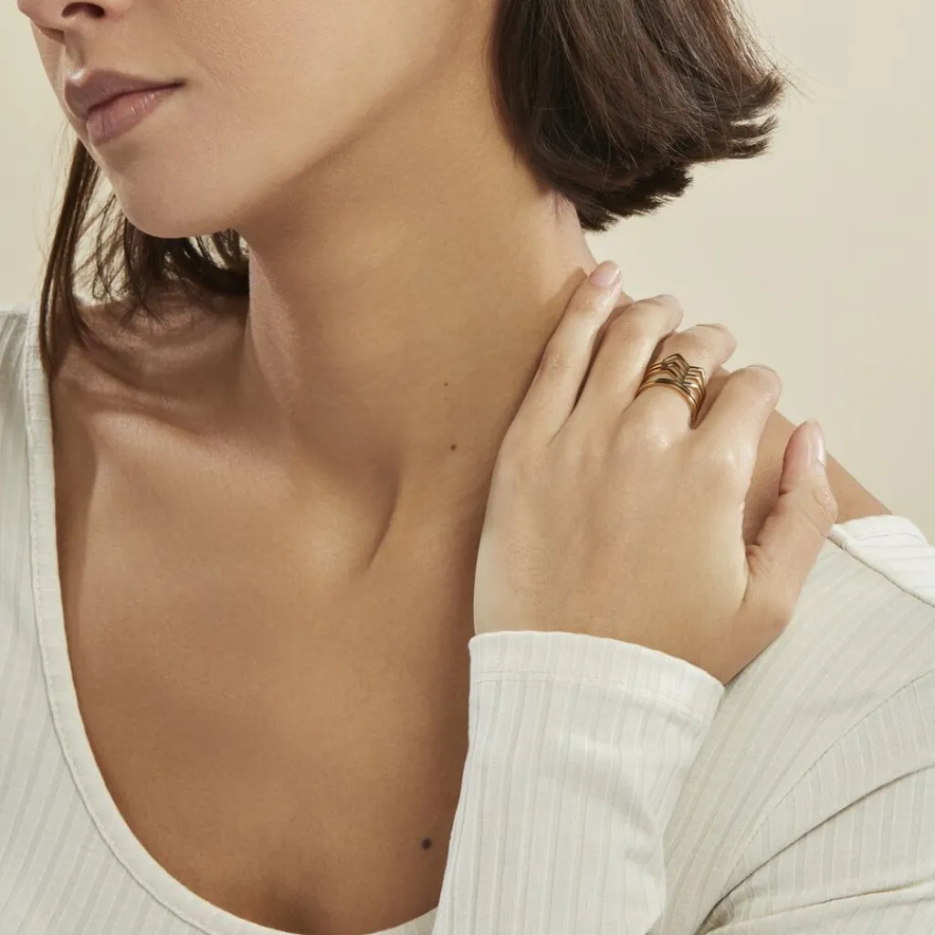Histoire d'Or Bague Ajustable Adel Acier Doré Sale