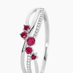 Histoire d'Or Bague Amarylis Diamant or blanc rubis