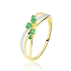 Histoire d'Or Bague Amarylis Or Jaune Emeraude Diamant Discount