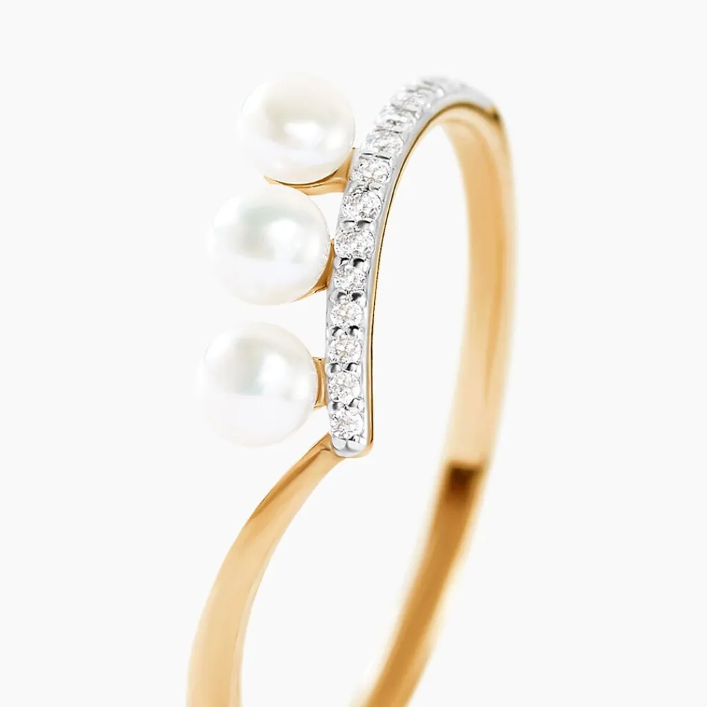 Histoire d'Or Bague Ambrogio Or Jaune Perle De Culture Oxyde De Zirconium Online