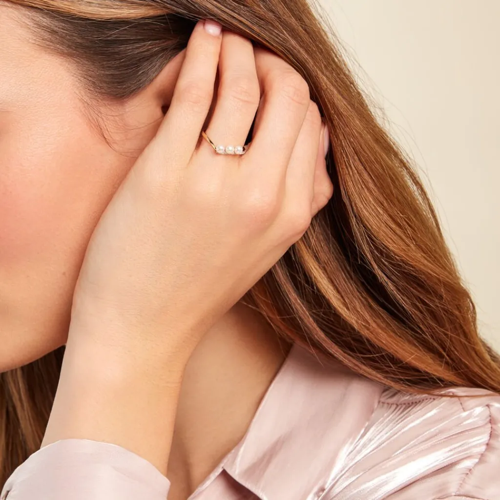 Histoire d'Or Bague Ambrogio Or Jaune Perle De Culture Oxyde De Zirconium Online