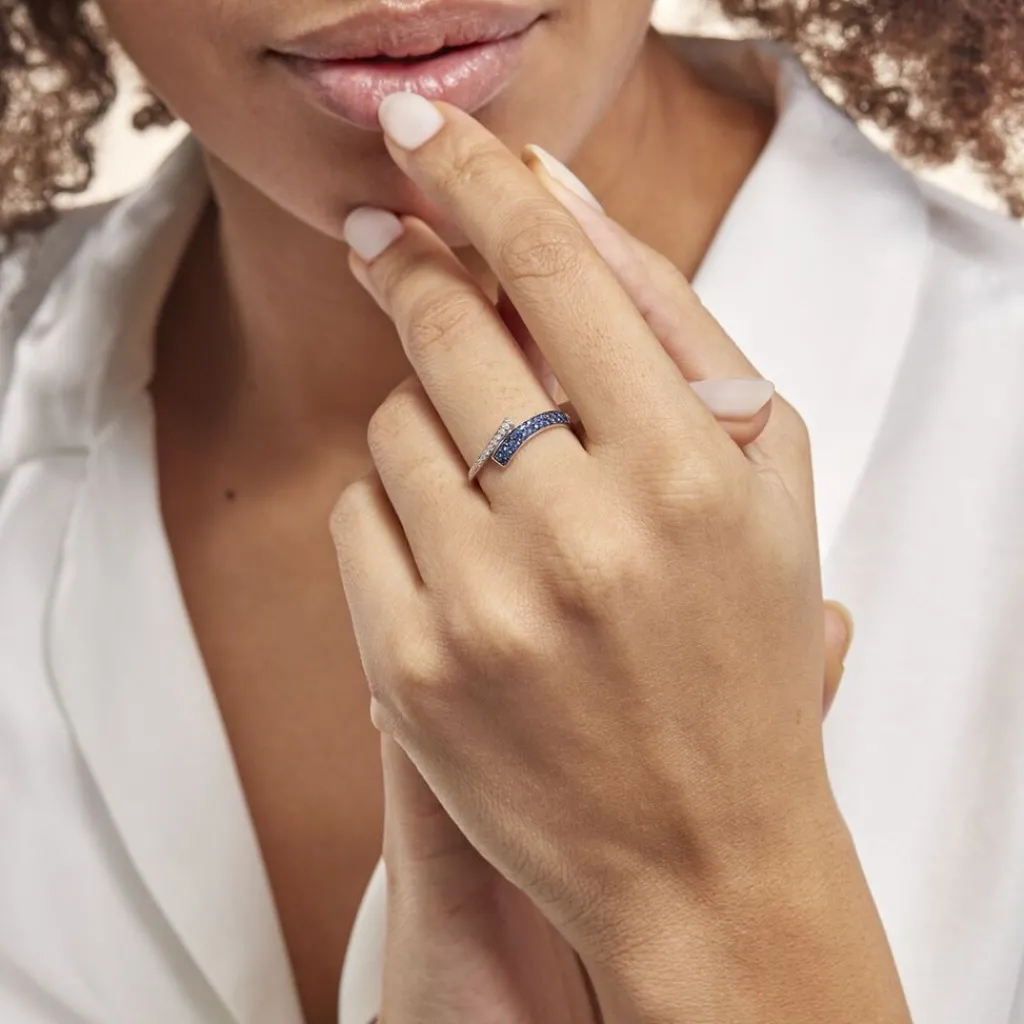 Histoire d'Or Bague Amelie Or Blanc Saphir Et Diamant Hot