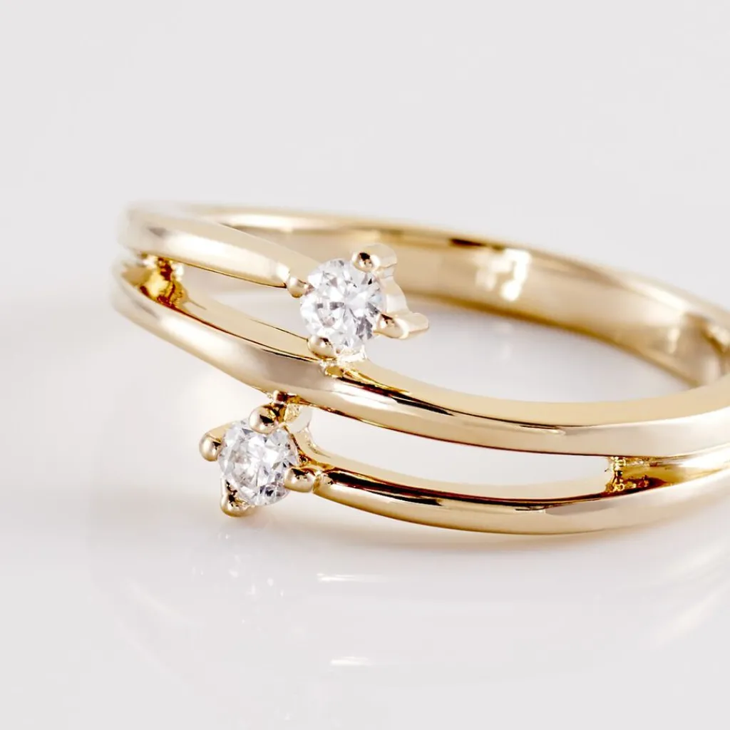 Histoire d'Or Bague Ana-lou Plaque Or Jaune Oxyde De Zirconium New