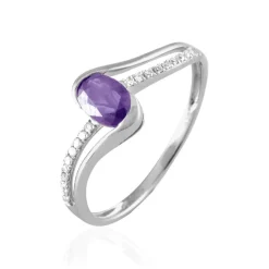 Histoire d'Or Bague Anja Or Blanc Amethyste Et Diamant New