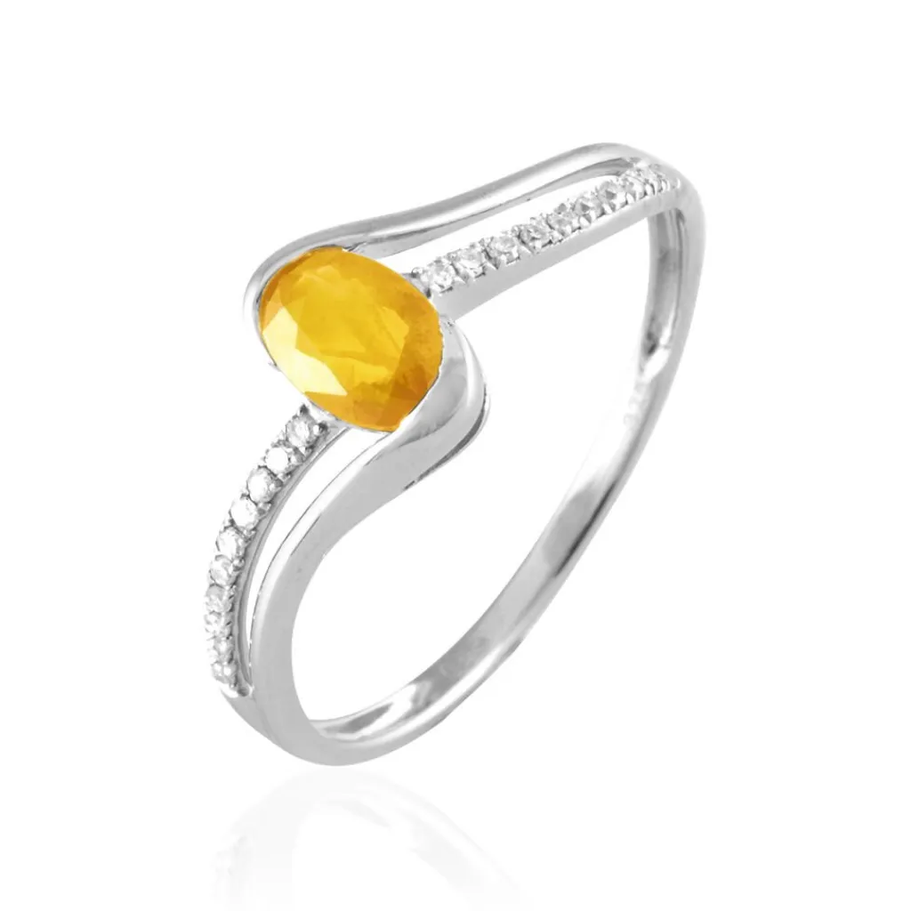 Histoire d'Or Bague Anja Or Blanc Citrine Et Diamant Discount