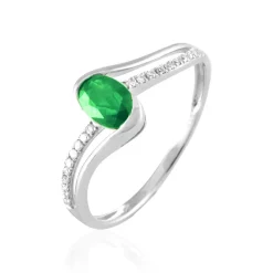 Histoire d'Or Bague Anja Et Diamant or blanc emeraude New