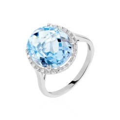 Histoire d'Or Bague Anna Or Blanc Topaze Et Oxyde De Zirconium or blanc topaze bleue Best