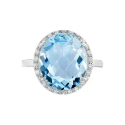 Histoire d'Or Bague Anna Or Blanc Topaze Et Oxyde De Zirconium or blanc topaze bleue Best