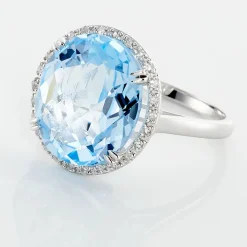 Histoire d'Or Bague Anna Or Blanc Topaze Et Oxyde De Zirconium or blanc topaze bleue Best