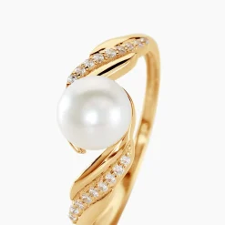 Histoire d'Or Bague Antoinette Or Jaune Perle De Culture Et Oxyde De Zirconium Sale