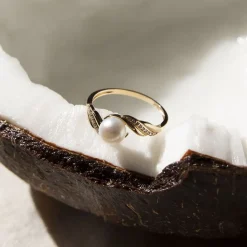 Histoire d'Or Bague Antoinette Or Jaune Perle De Culture Et Oxyde De Zirconium Sale