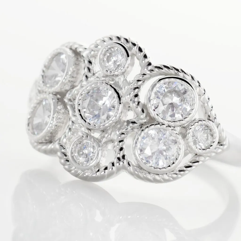 Histoire d'Or Bague Argent Blanc Boulonnaise Oxydes De Zirconium Outlet