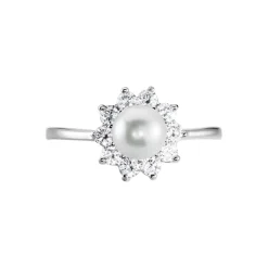 Histoire d'Or Bague Argent Blanc Cheri Perle De Culture Oxydes De Zirconium Sale