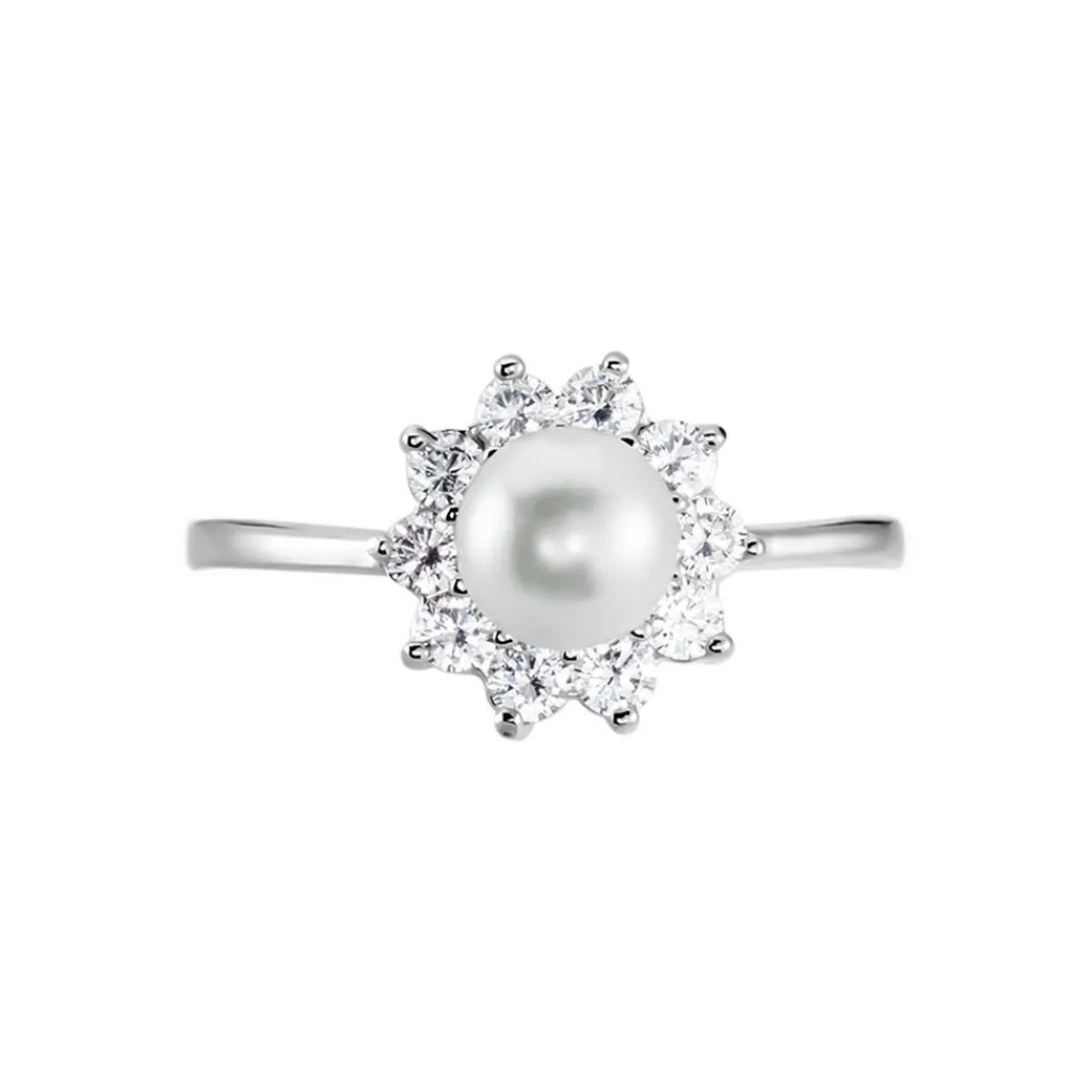 Histoire d'Or Bague Argent Blanc Cheri Perle De Culture Oxydes De Zirconium Sale