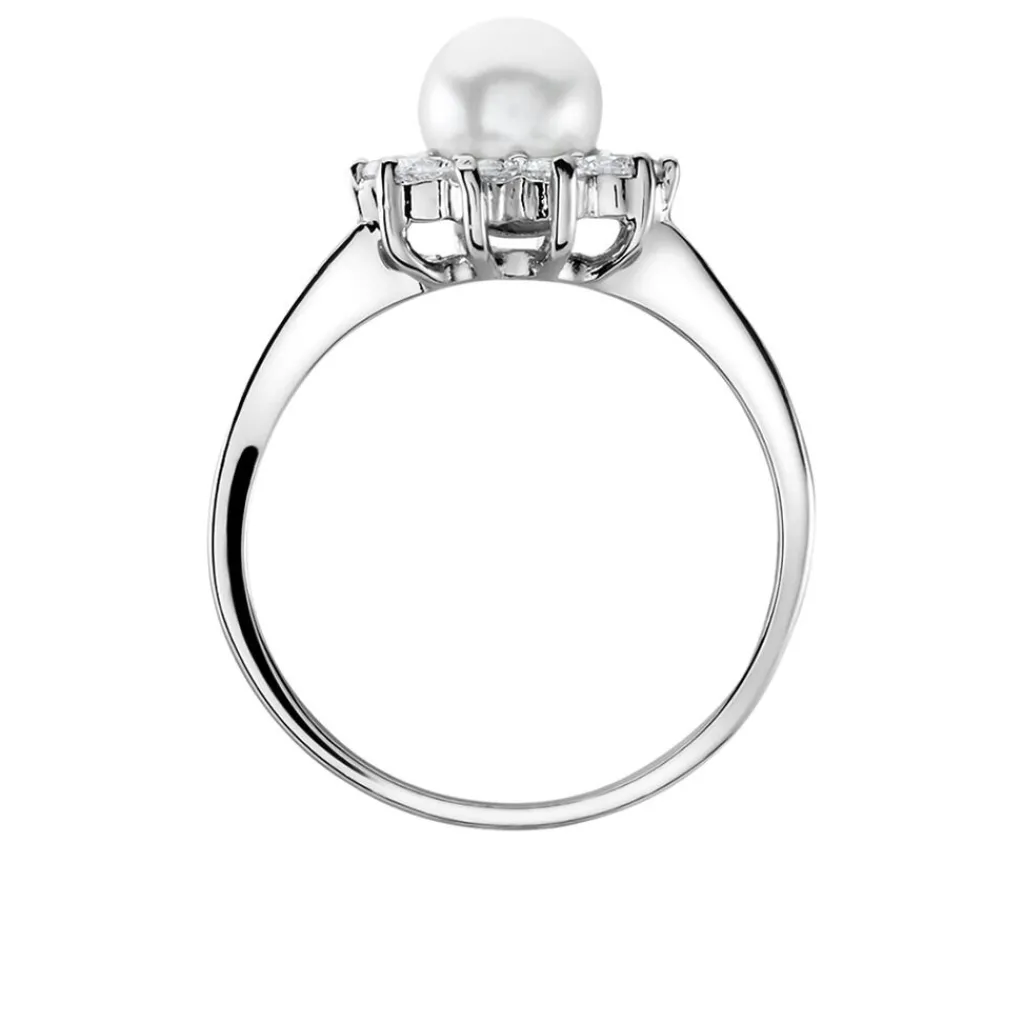 Histoire d'Or Bague Argent Blanc Cheri Perle De Culture Oxydes De Zirconium Sale
