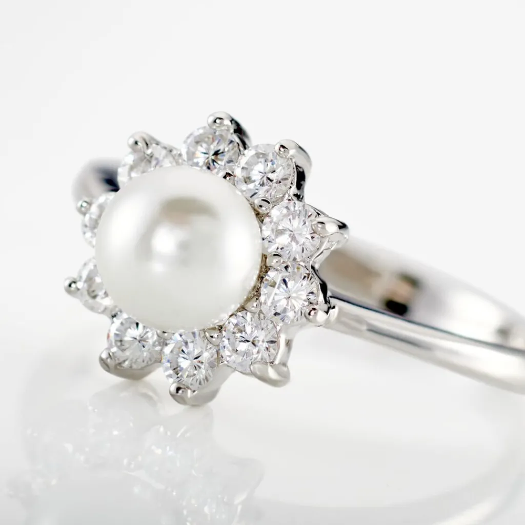 Histoire d'Or Bague Argent Blanc Cheri Perle De Culture Oxydes De Zirconium Sale