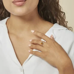 Histoire d'Or Bague Argent Blanc Nailla Ambre Best