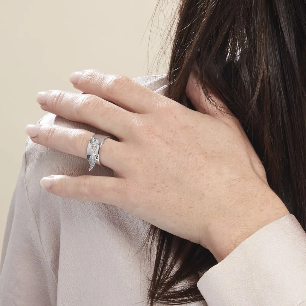 Histoire d'Or Bague Argent Blanc Psara