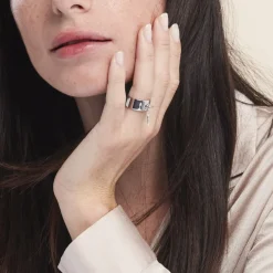 Histoire d'Or Bague Argent Blanc Psara