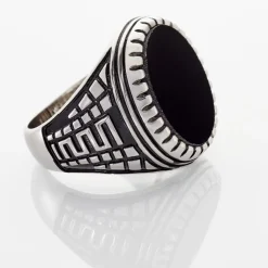 Histoire d'Or Bague Argent Blanc Thimeo Agathe Noire argent gris agate noire Hot