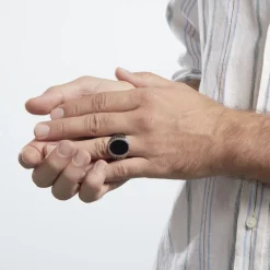 Histoire d'Or Bague Argent Blanc Thimeo Agathe Noire argent gris agate noire Hot