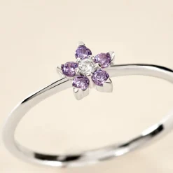 Histoire d'Or Bague Argent Purple Bloom Oxyde De Zirconium Discount
