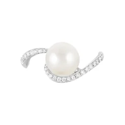 Histoire d'Or Bague Aricie Or Blanc Oxyde De Zirconium Et Perle De Culture Best