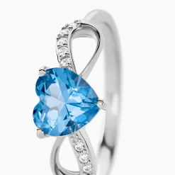Histoire d'Or Bague Atieno Argent Blanc Oxyde De Zirconium argent blanc oxyde bleu sky Clearance