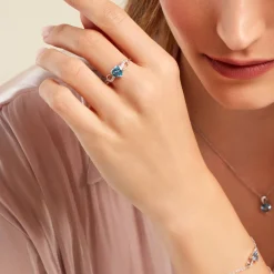 Histoire d'Or Bague Atieno Argent Blanc Oxyde De Zirconium argent blanc oxyde bleu sky Clearance