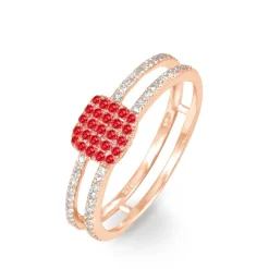 Histoire d'Or Bague Aude Or Rose Rubis Et Diamant New