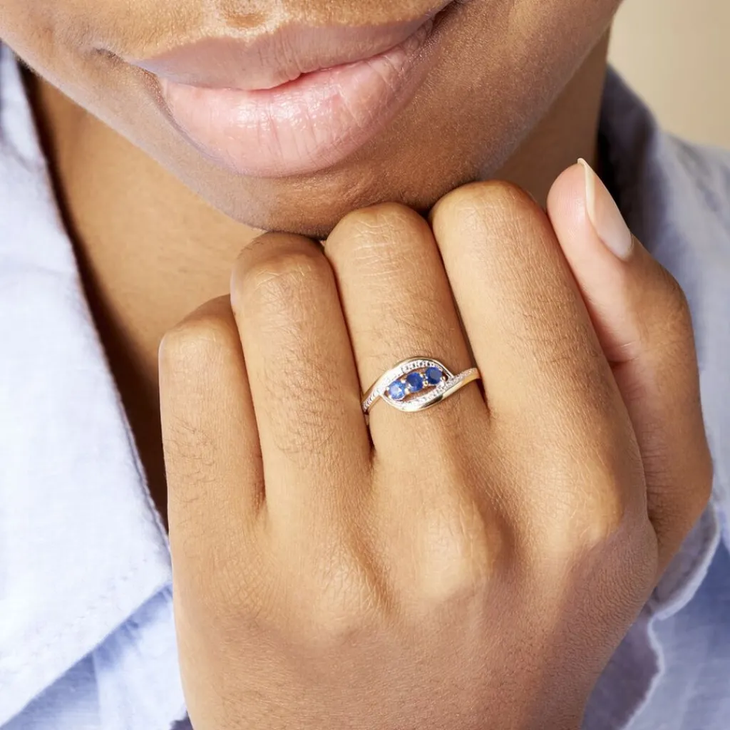 Histoire d'Or Bague Aurora Or Bicolore Saphir Et Diamant Sale