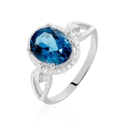 Histoire d'Or Bague Ayanna Or Blanc Topaze Et Oxyde De Zirconium Discount