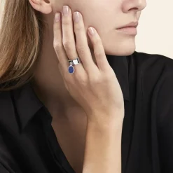 Histoire d'Or Bague Camillo Argent Blanc Lapis Lazuli New