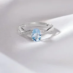 Histoire d'Or Bague Candice Or Blanc Topaze or blanc topaze london blue New