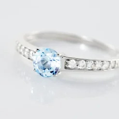 Histoire d'Or Bague Carrol Or Blanc Topaze Oxyde De Zirconium or blanc topaze bleu Outlet