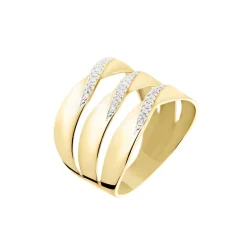 Histoire d'Or Bague Catharine 3 Rangs Or Jaune Diamant Best