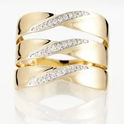 Histoire d'Or Bague Catharine 3 Rangs Or Jaune Diamant Best