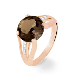 Histoire d'Or Bague Cecile Or Rose Quartz Et Diamant