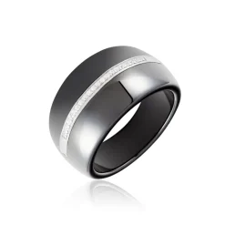 Histoire d'Or Bague Ceramik Design Argent Blanc Oxyde De Zirconium Et Céramique