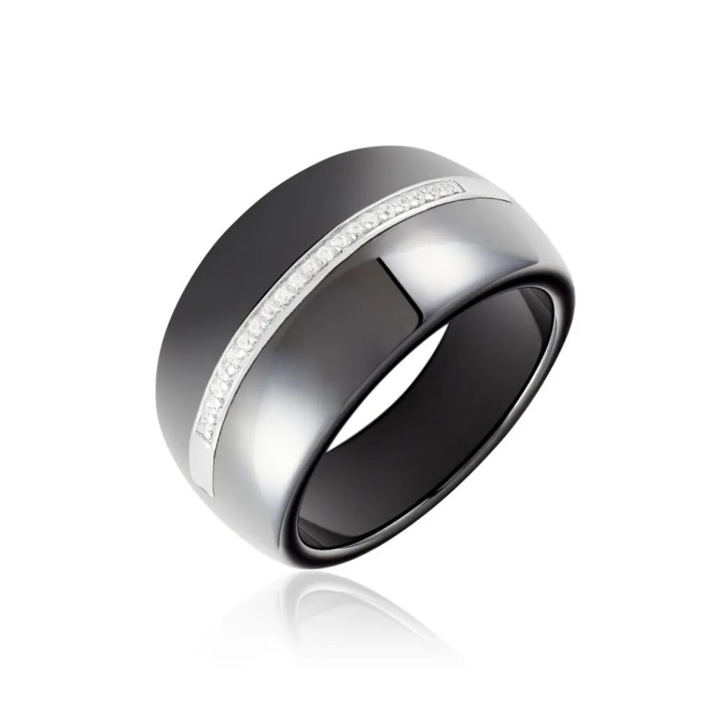 Histoire d'Or Bague Ceramik Design Argent Blanc Oxyde De Zirconium Et Céramique