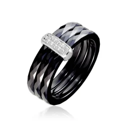 Histoire d'Or Bague Ceramik Design Argent Blanc Oxyde De Zirconium Et Céramique Discount