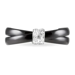 Histoire d'Or Bague Ceramik Design Argent Blanc Oxyde De Zirconium Et Céramique Hot