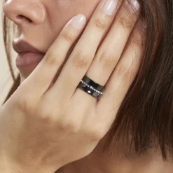 Histoire d'Or Bague Ceramik Design Argent Blanc Céramique Et Strass Sale