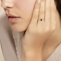 Histoire d'Or Bague Charmante Or Blanc Saphir Et Diamant