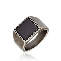 Histoire d'Or Bague Chevalière Acier Vieillit Haris Agate Clearance